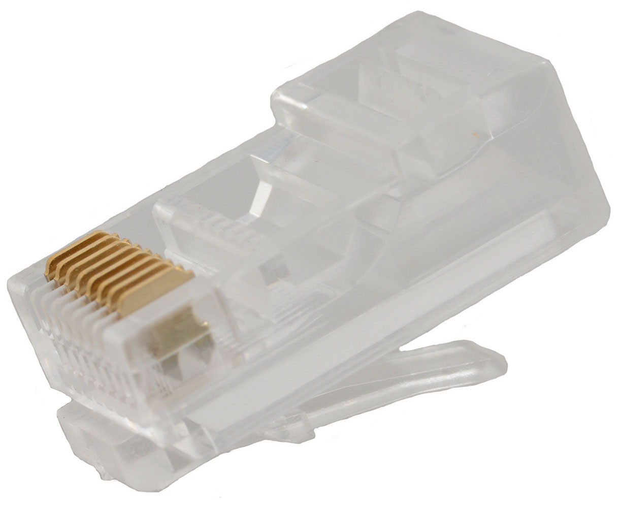 Ethernet Connector 8 Position 8 Contact RJ45 Round Cable Modular Plug