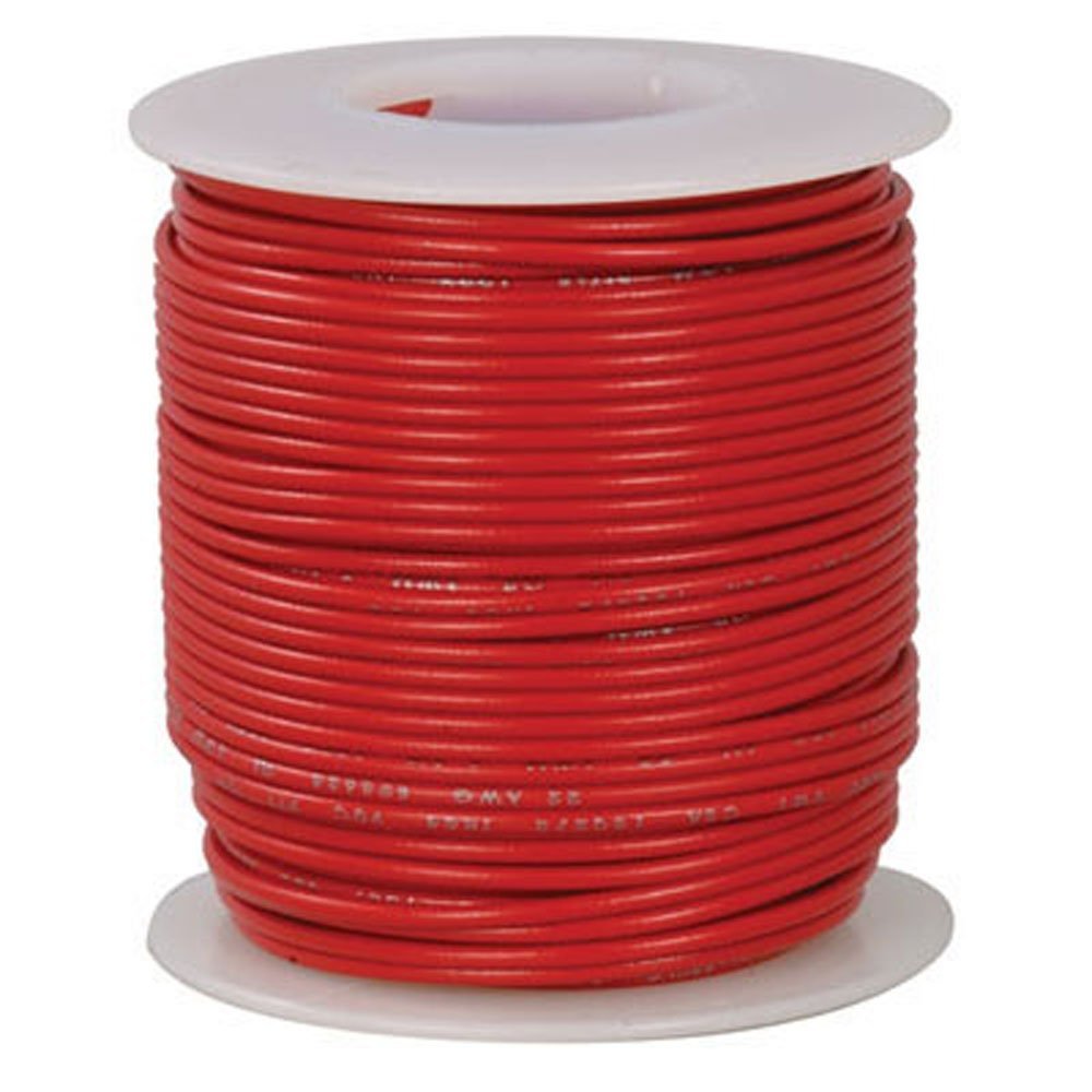 22 AWG Red Stranded Tinned-Copper Hook-Up Wire 100 Feet UL1007 1569