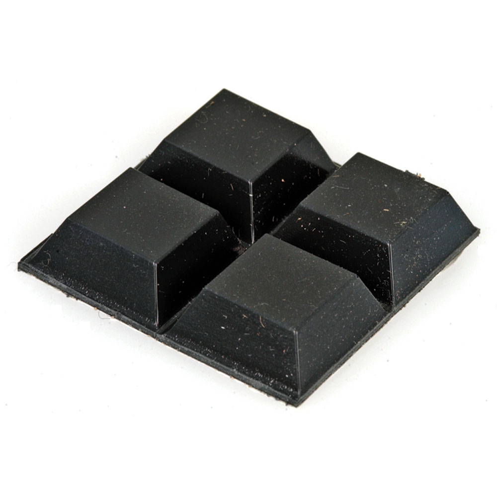 4-Pack Self-Stick Square Rubber Bumper Pads 0.81" Wide x 0.3" High
