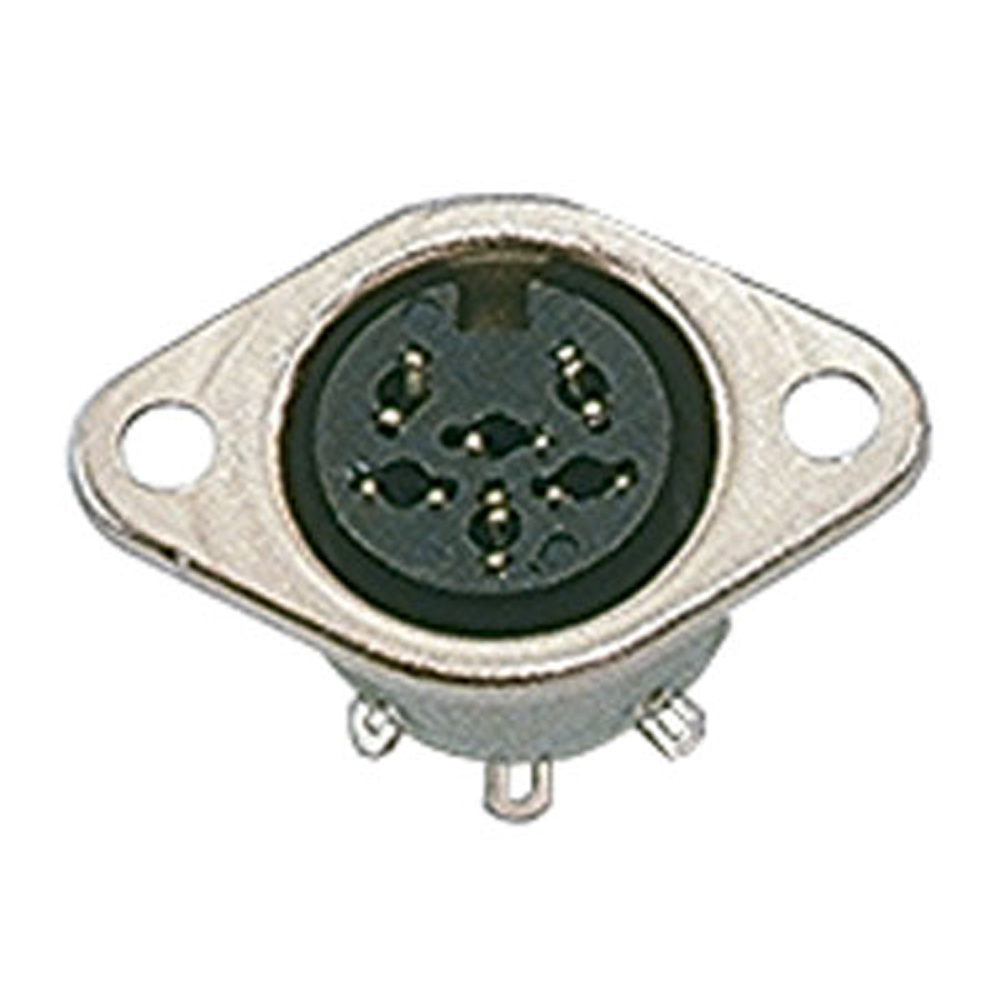 Standard DIN Socket Female 6 Pin Panel Mount