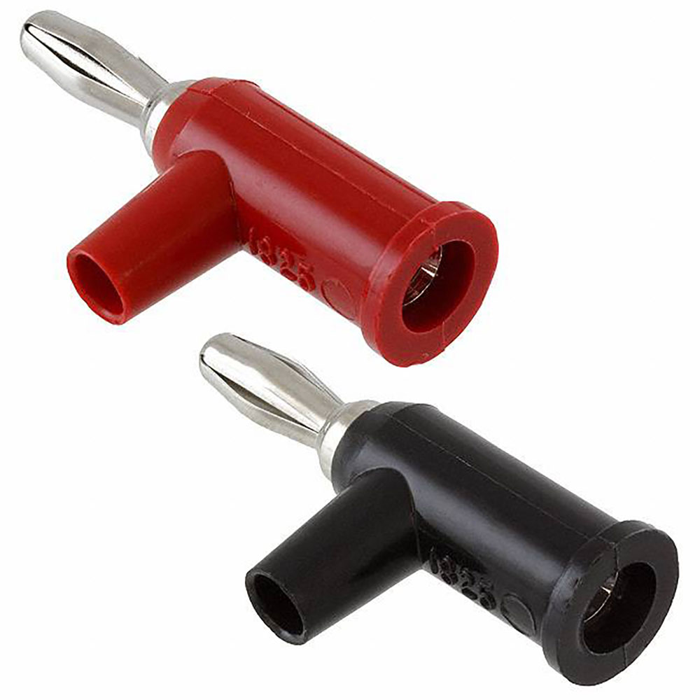 Red and Black Solderless Stackup Banana Plug Set with Safety Shield 15A (Pair)