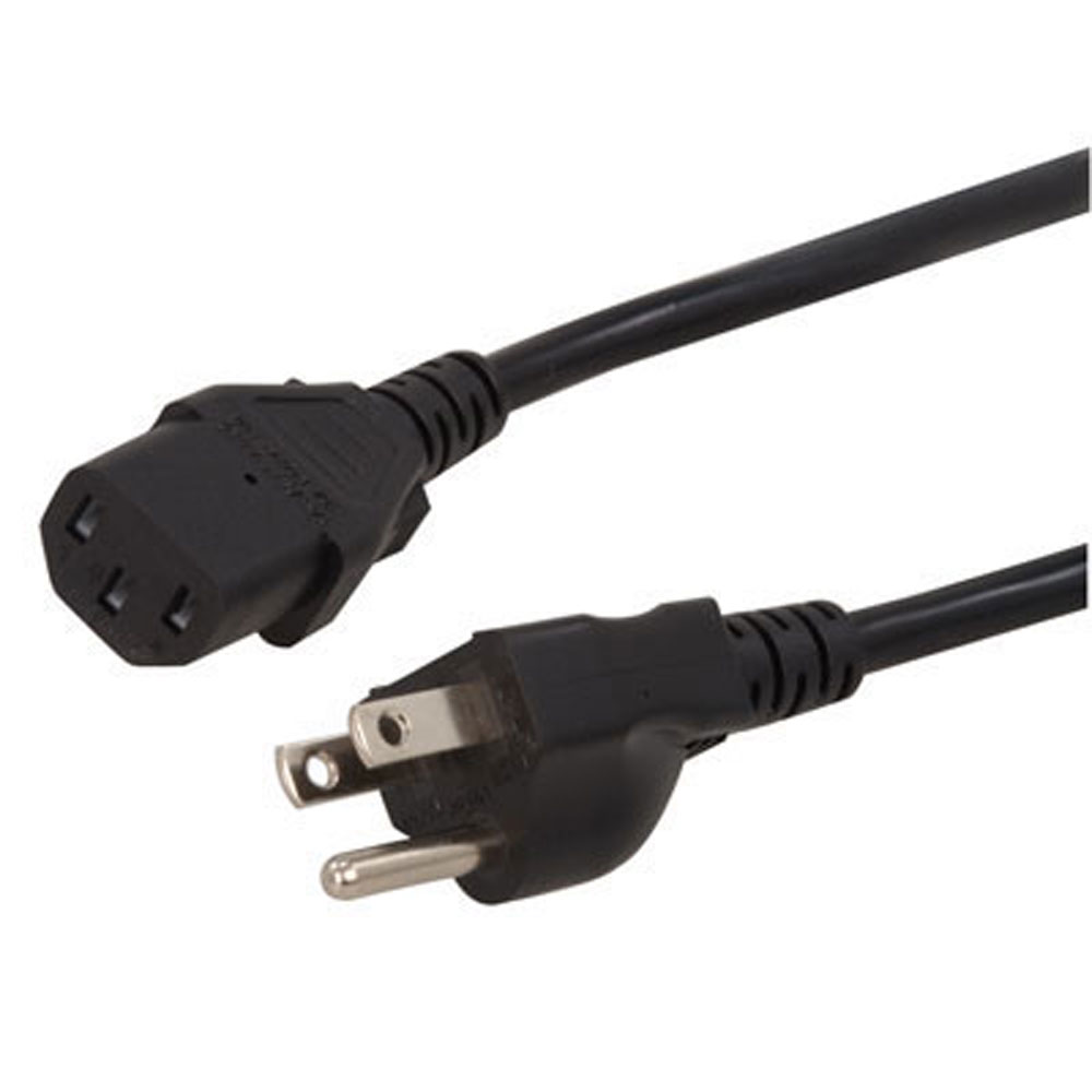 Power Cord NEMA 5-15P to C13 Plug 6 Feet AWG 18/3 SVT Black Detachable Shielded