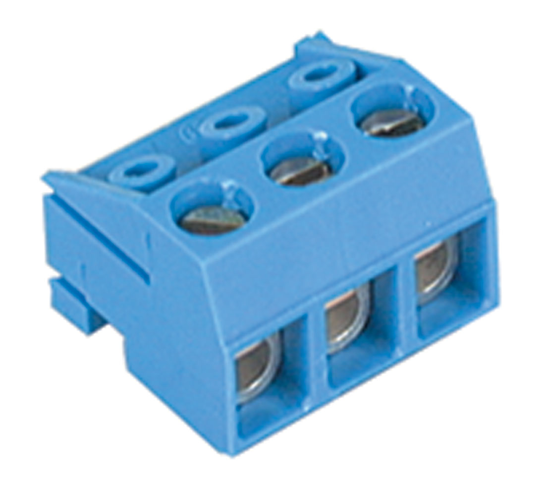 Terminal Block Header 3 Position Top Screw 5mm Straight Cable Mount 15A