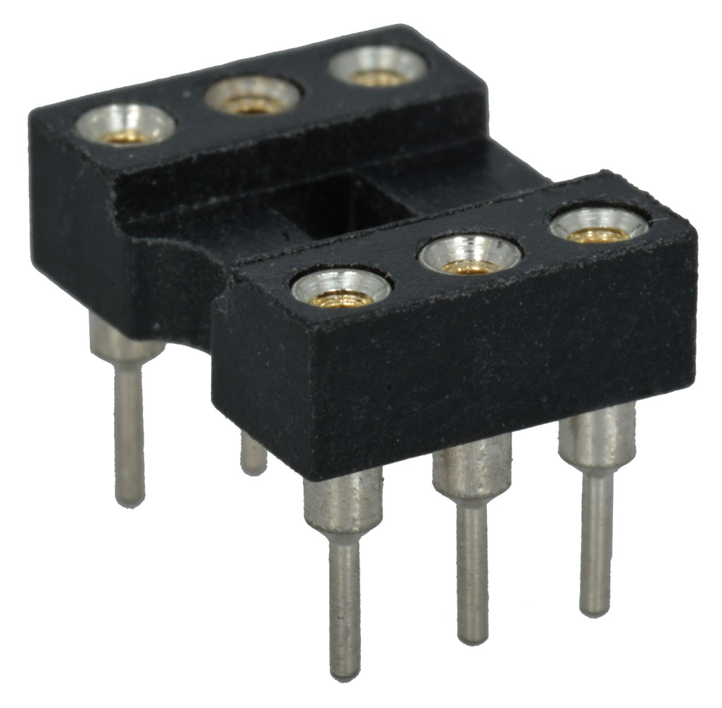 6-Pin Machine Tooled Low Profile IC Socket 0.3 Inch Wide