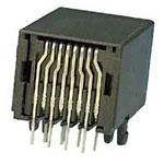 Connector Modular Jack F 8 Position 2.54mm Solder Right Angle Thru-Hole 8 Terminal 1 Port Tube Cat 3