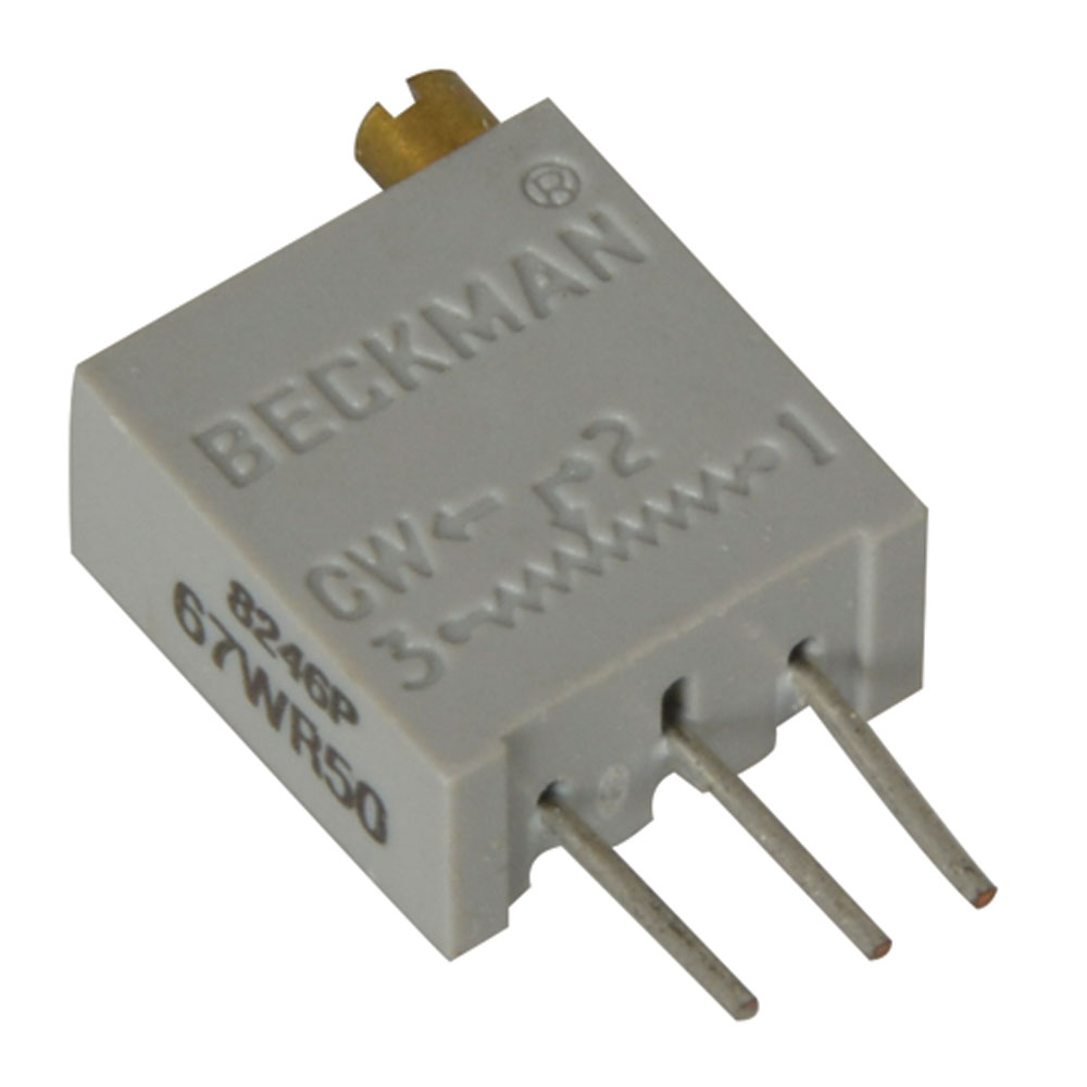 50 Ohm 10% 1/4 Watt Square Cermet Potentiometer 3/8 Inch 20-Turn