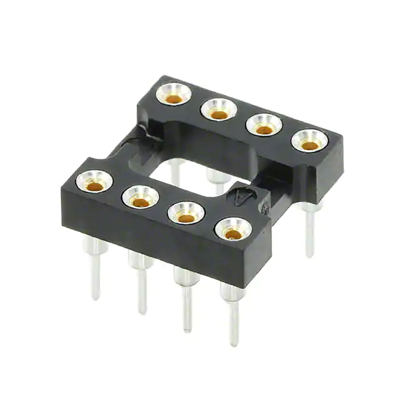 8-Position DIP Socket 0.3" (7.62mm) Row Spacing Gold Through Hole