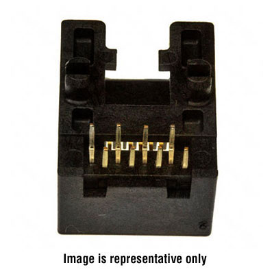 Connector RJ-45 Female 8 Position 2.54mm Solder Right Angle Thru-Hole Tray Cat 3