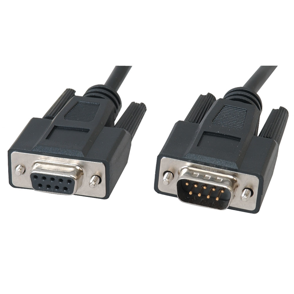 Serial Extension Cable Black 6 Feet DE9 Male To DE9 Female RS-232