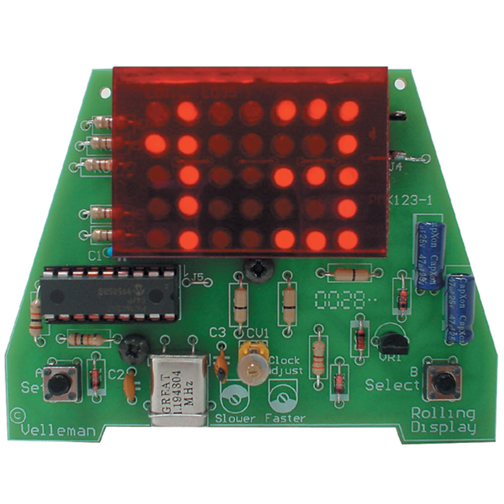 Velleman Scrolling Clock Solder Assembly Kit 35 LEDs by Whadda