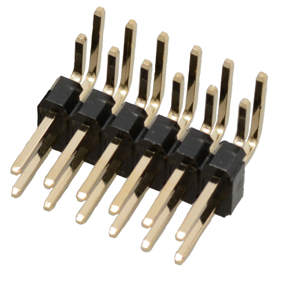 Unshrouded Pin Header Dual Row Right Angle 12 Position 2.54mm Pitch