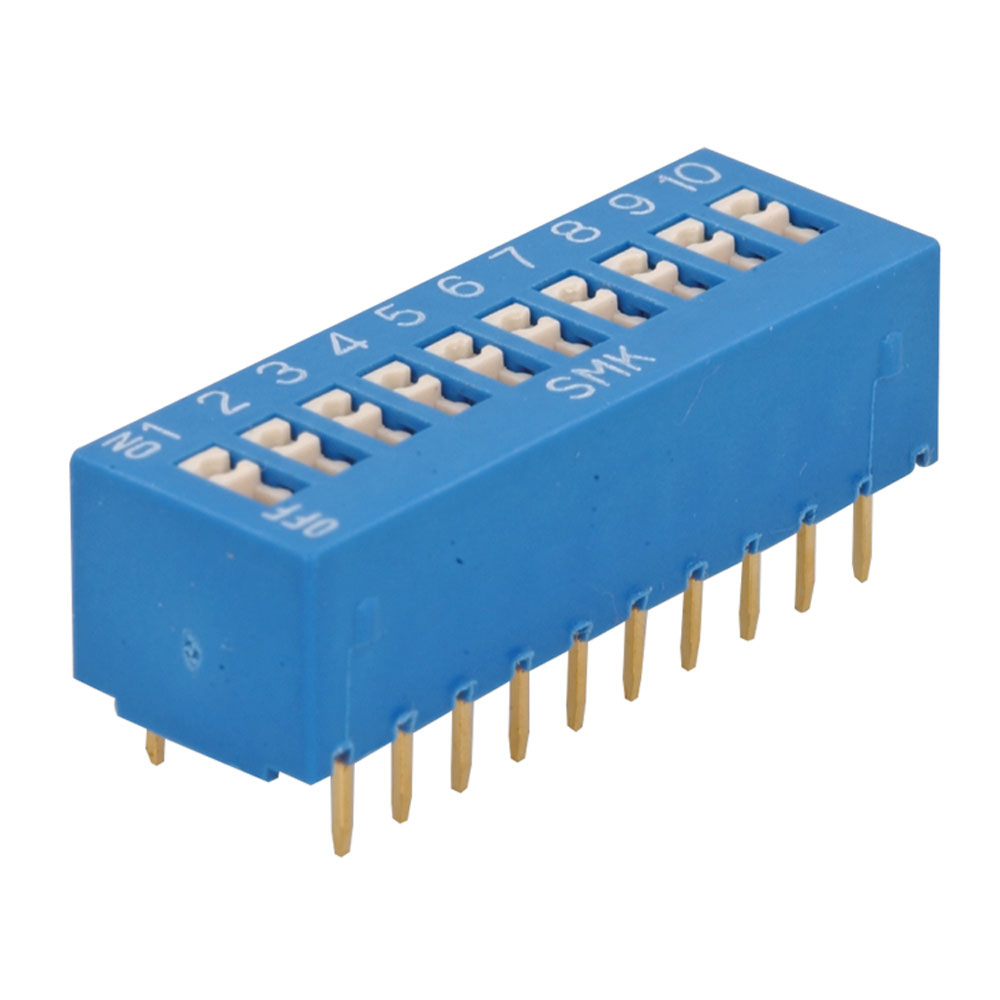 DIP Switch, 10 Position Standard, Slide Flush