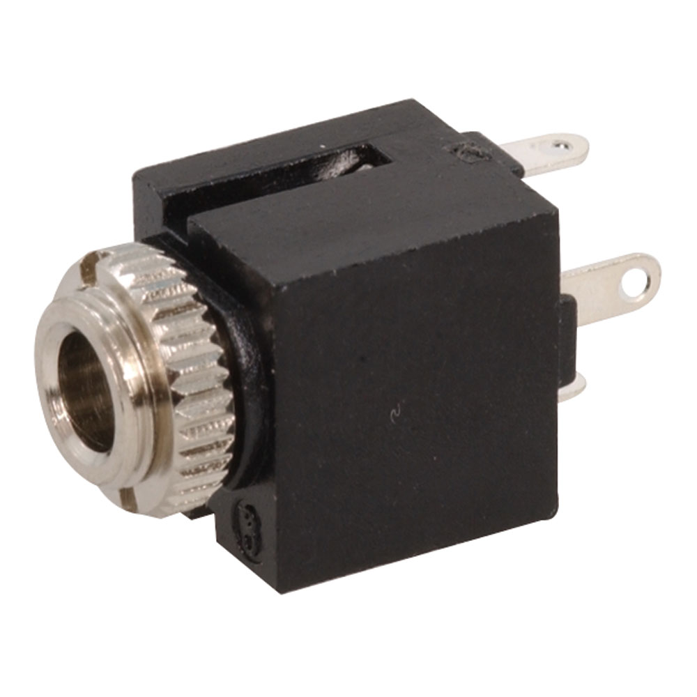 Jack Audio Stereo 3.5mm 3-Terminal 10.10Hx8.40Wx17.60L mm Black with Nut