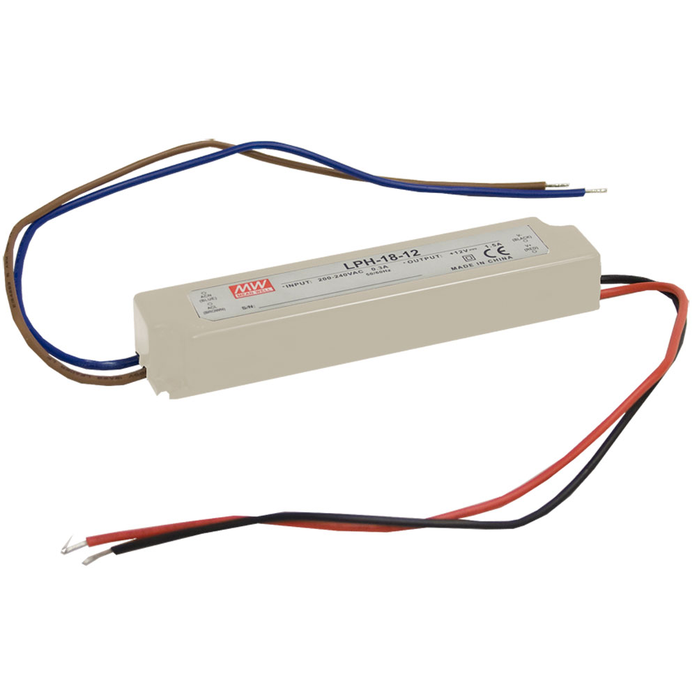 AC to DC LED Driver Enclosed Power Supply Single Output 24 Volts 0.75 Amps 18 Watts 180-264VAC