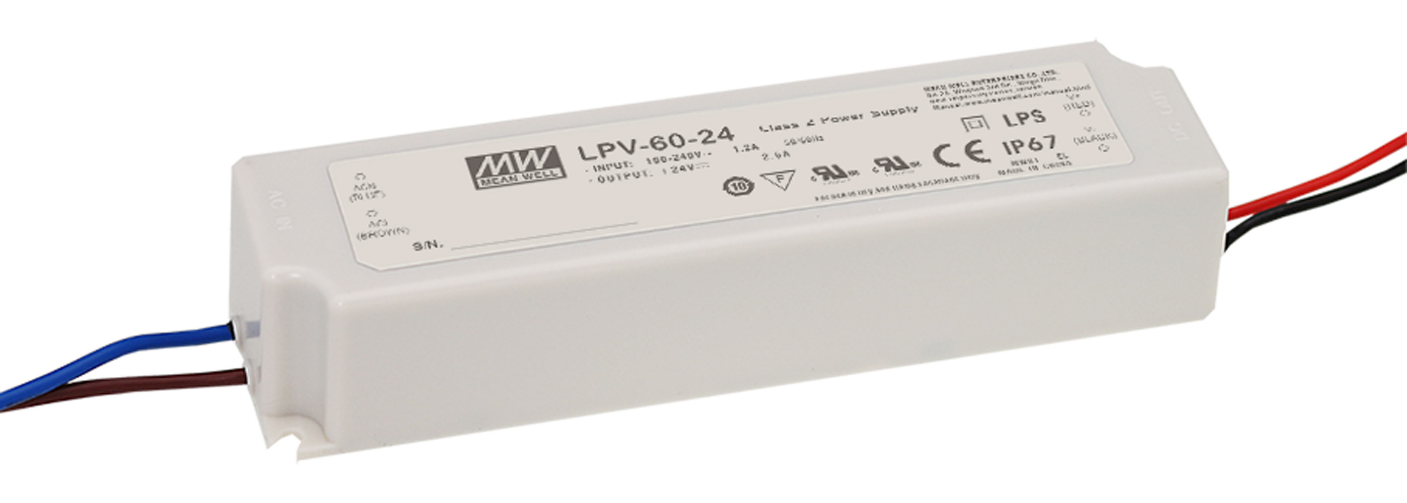 AC to DC LED Driver Enclosed Power Supply Single Output 36 Volts 1670 mA 60 Watts