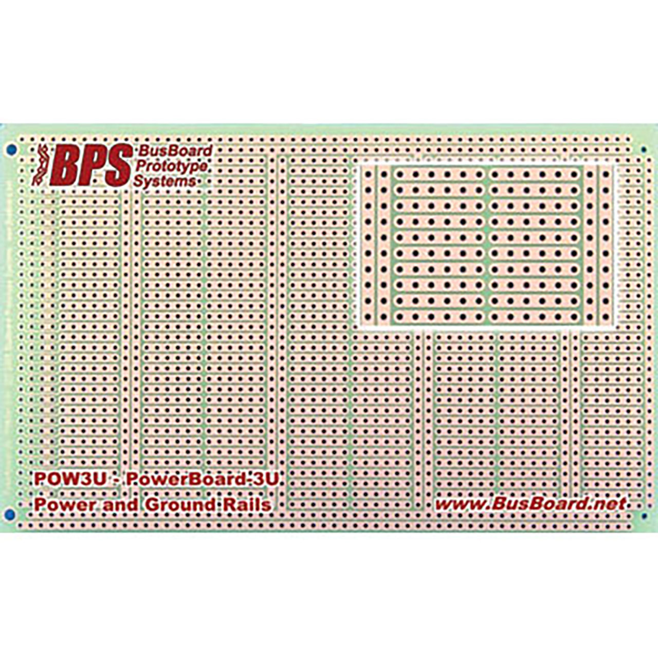 PowerBoard-3U with Power Rails 1 Sided PCB 3.94" x 6.30"