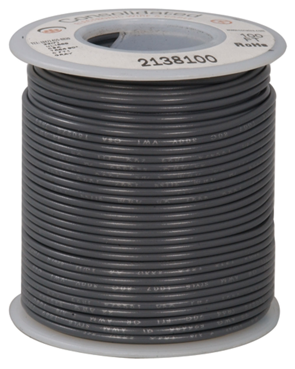 22 AWG Gray Stranded Tinned-Copper Hook-Up Wire 100 Feet UL1007/UL1569