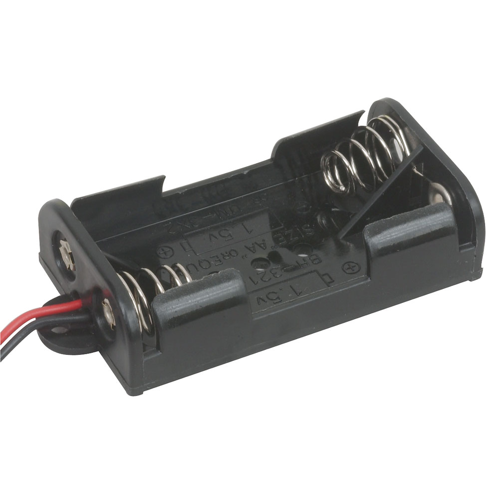 2x AA Battery Holder with Wires and Mounting Tabs