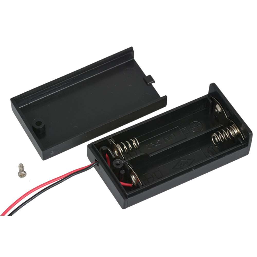 Battery Holder 2-AA Wires With Cover No Switch