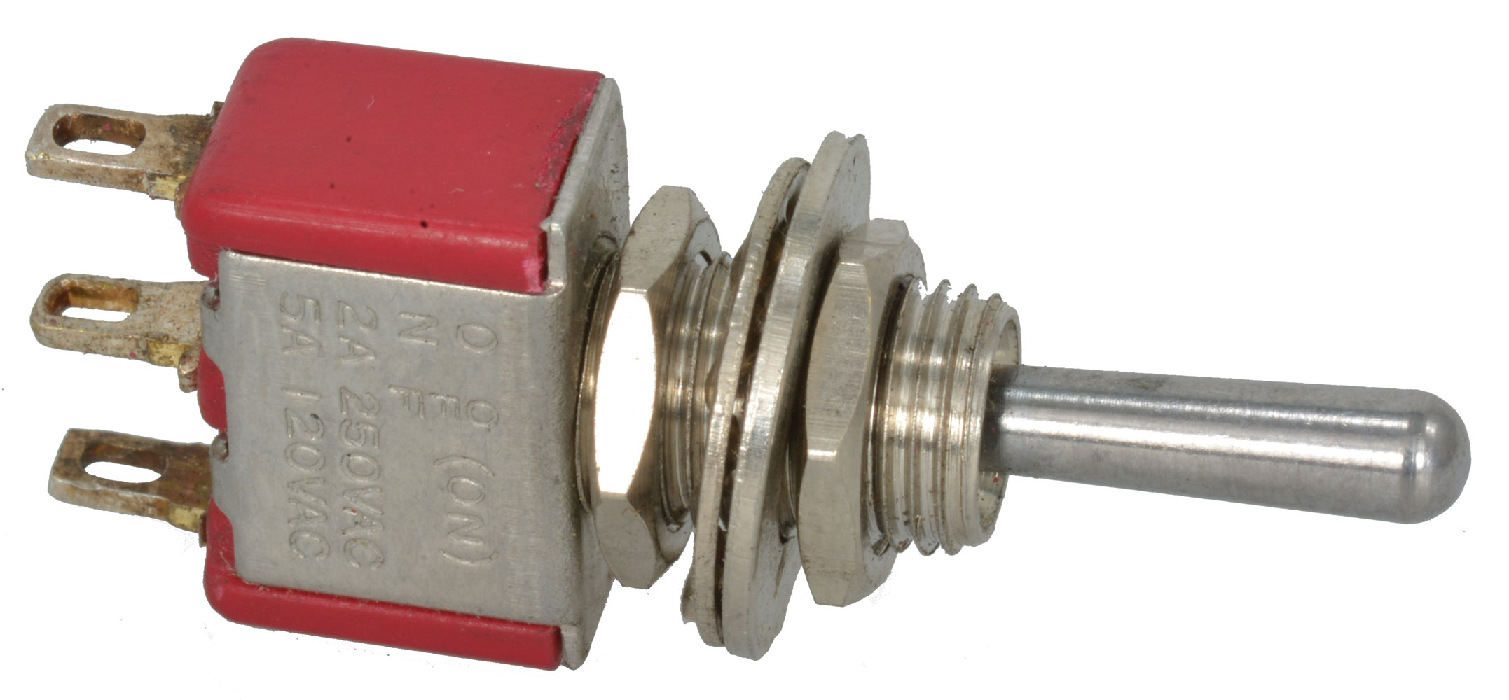 Switch Toggle Single Pole Double Throw ON-OFF-(ON) Panel Mount Lugs 5A@120V/2A