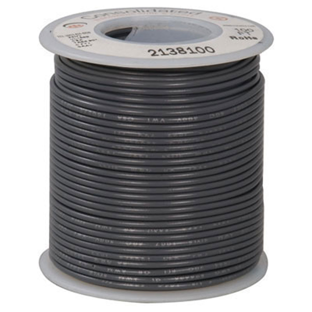 26 AWG Gray Stranded Tinned-Copper Hook-Up Wire 100 Feet