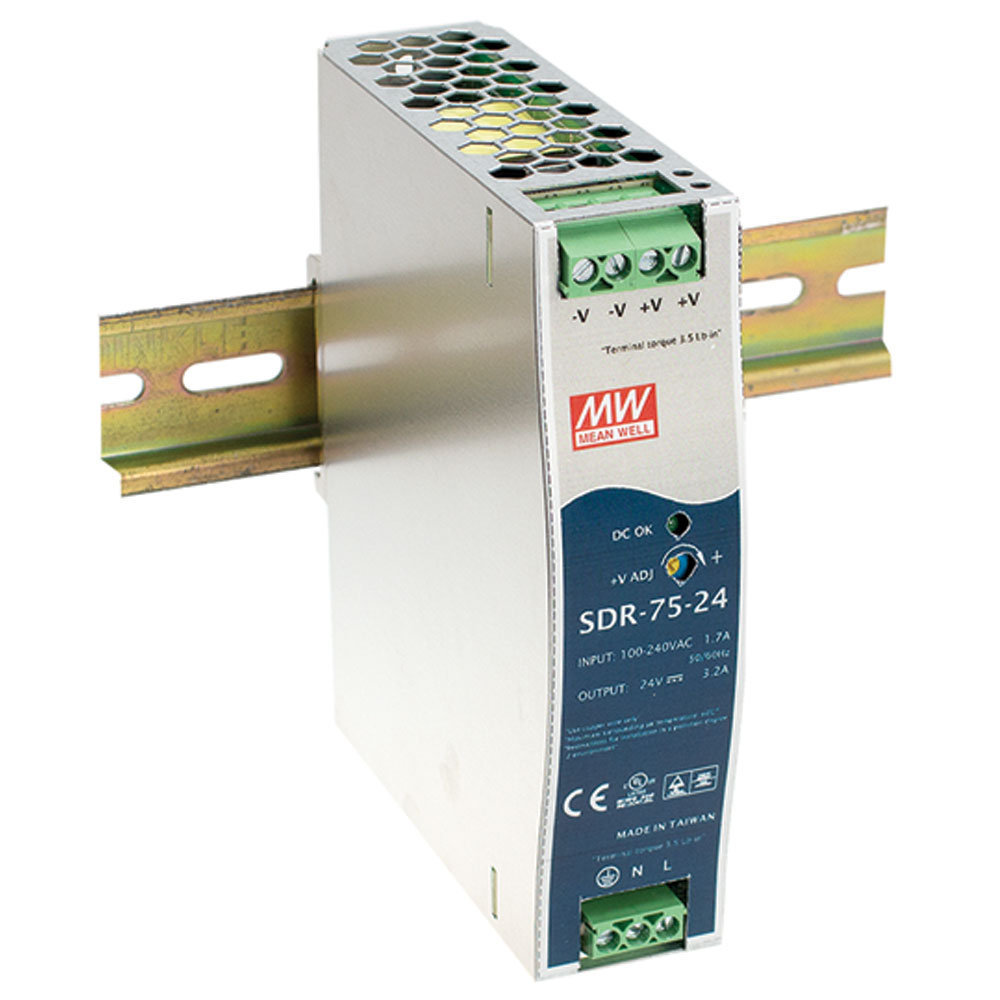 Single Output Industrial DIN Rail Power Supply 12 Volts 6.3 Amps 75.6 Watts