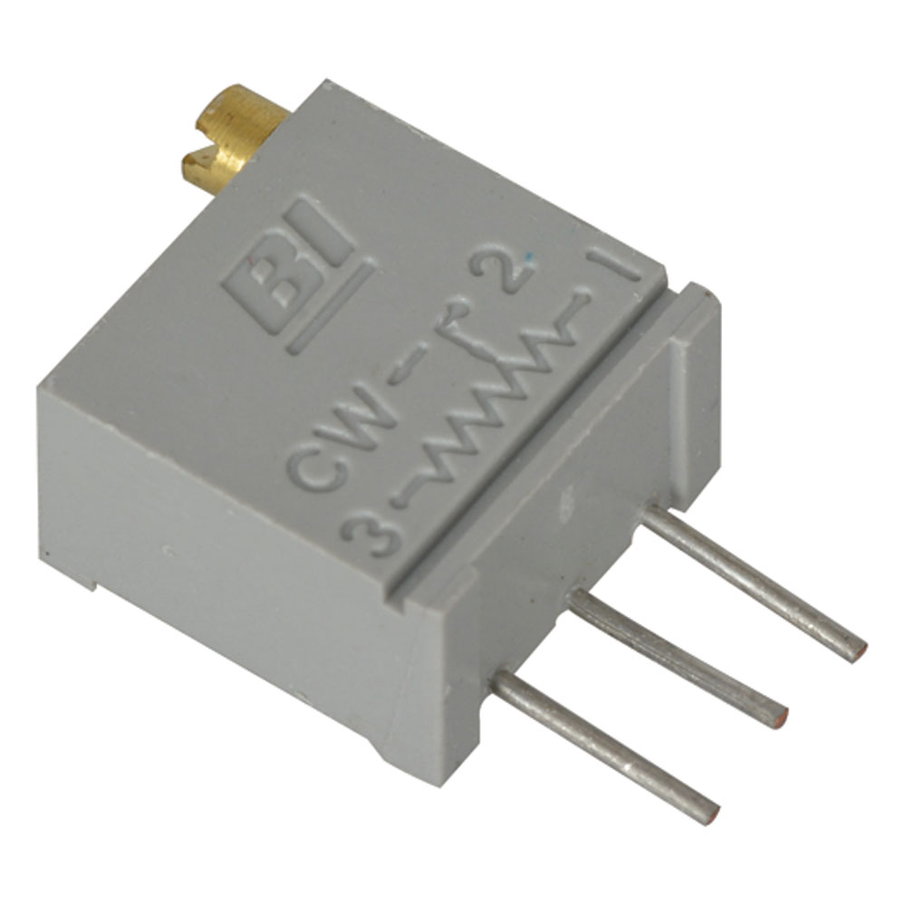 1/4 Watt Square Cermet Potentiometer 1/4 Inch 500 Ohm 10% 12 Turn Front-Side Adjust