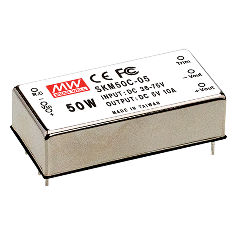5VDC 10A 50W Regulated Encapsulated DC to DC Converter 18V-36VDCin 6-Pin
