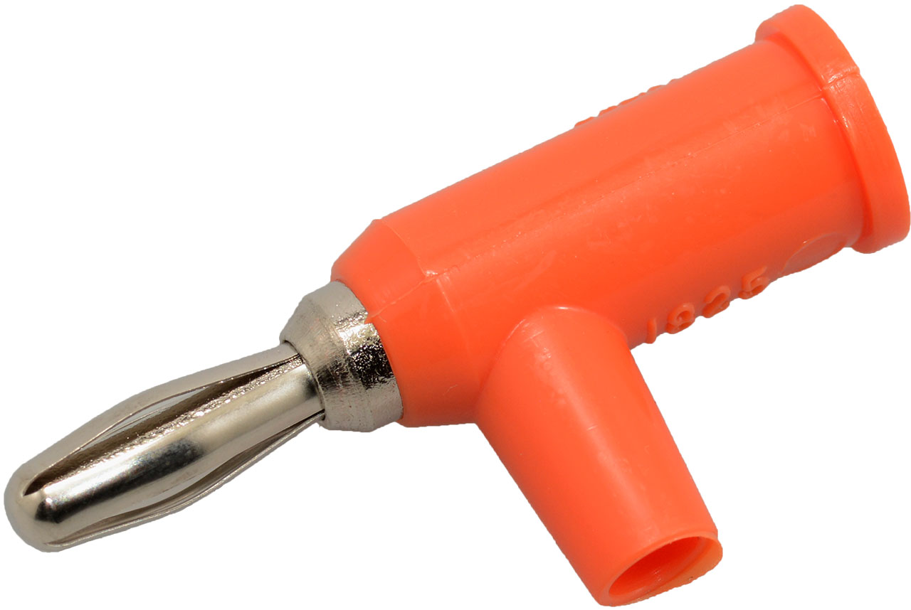 Orange Solderless Stackup Banana Plugs with Safety Shield 15A (Pack of 10)