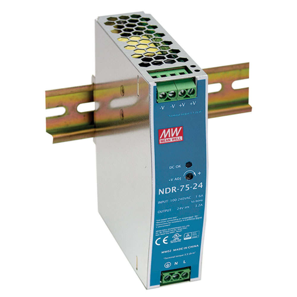 AC to DC Switching DIN Rail Power Supply 12 Volts 6.3 Amps 75.6 Watts