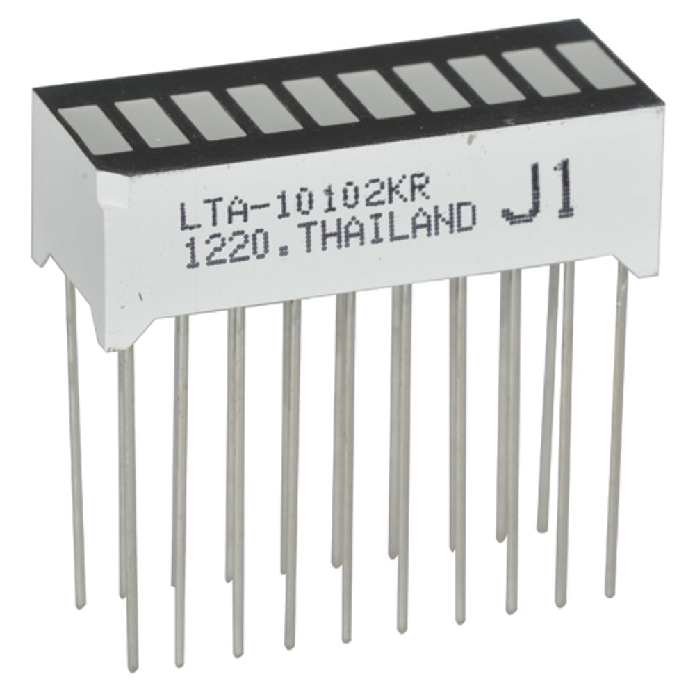 Rectangular LED Light Bar 10 Segment Super Red DIP-20