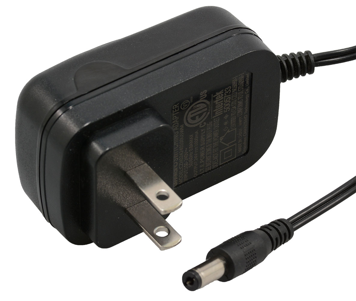 24VDC 1A 24W Regulated Switching Wall Adapter 2.1mm Plug