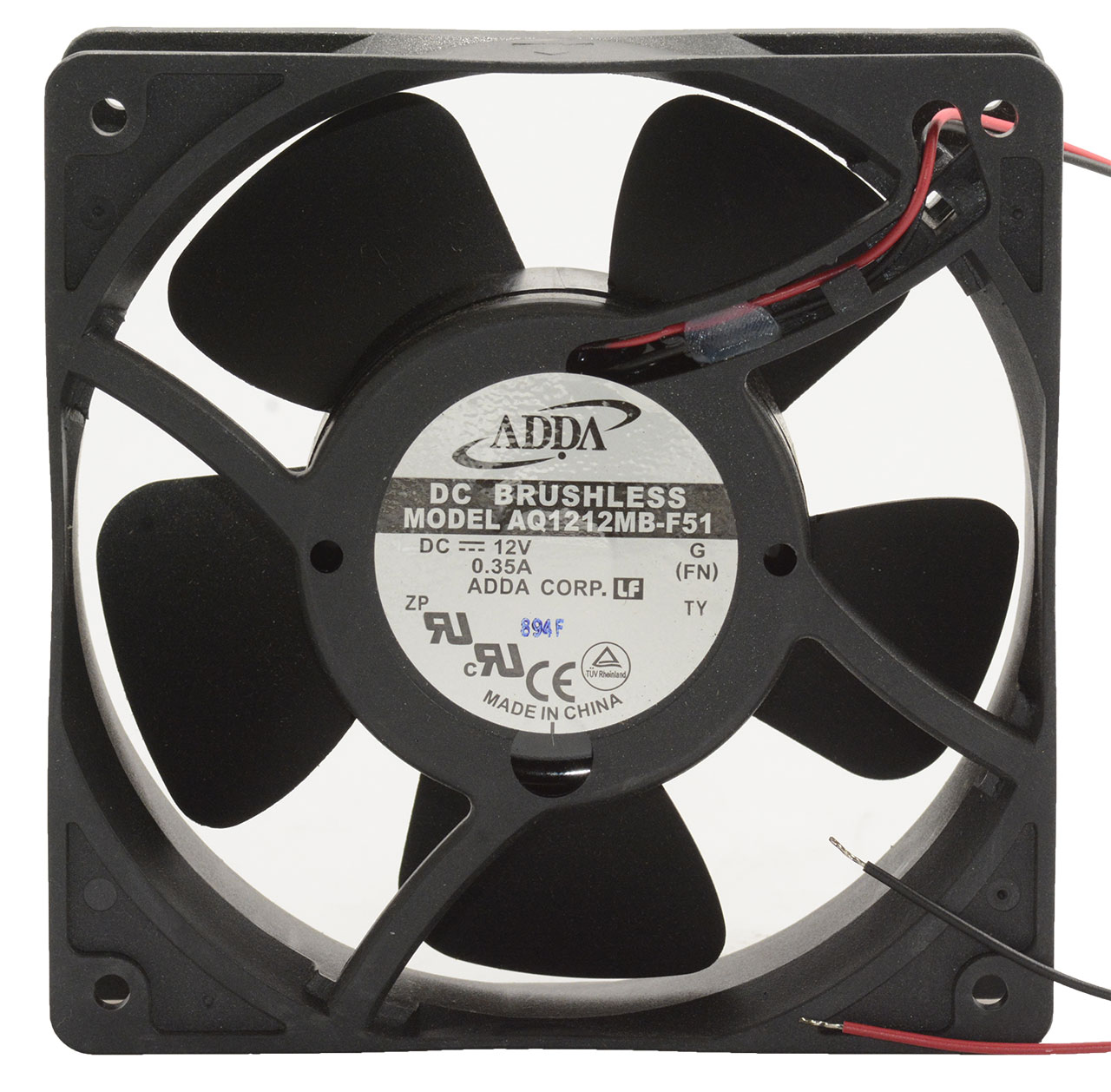 FAN,DC,120X120X38,12V,96.3CFM,BALL,11"LDS,WTR PRF,UL/CUL/TUV