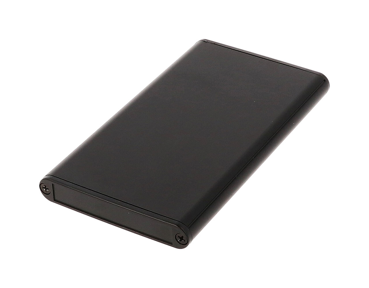 Black Extruded Aluminum Enclosure with Plastic End Panels 120x70x12mm