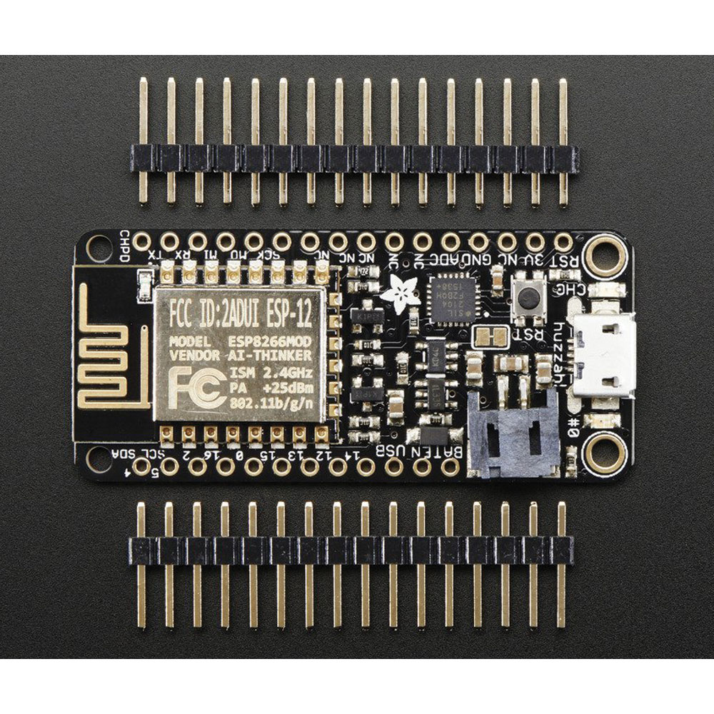 MCU,FEATHER HUZZAH ESP8266,80MHz,3.3V,4MB,WIFI,USB/BAT FUNC