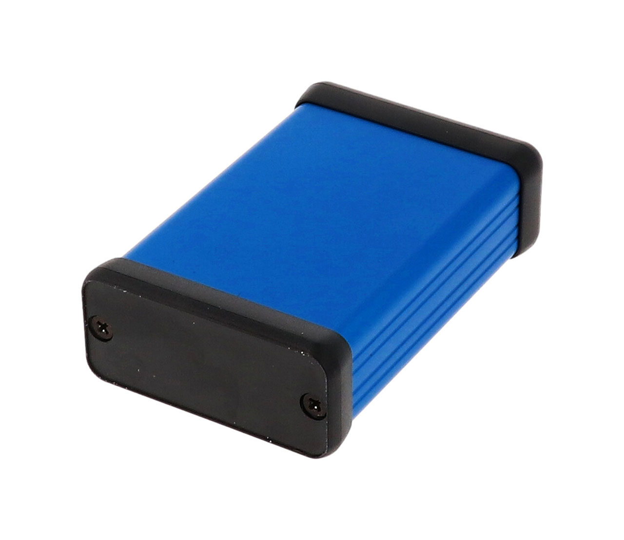 Blue Extruded Aluminum Enclosure with Plastic End Panels 80x54x23mm