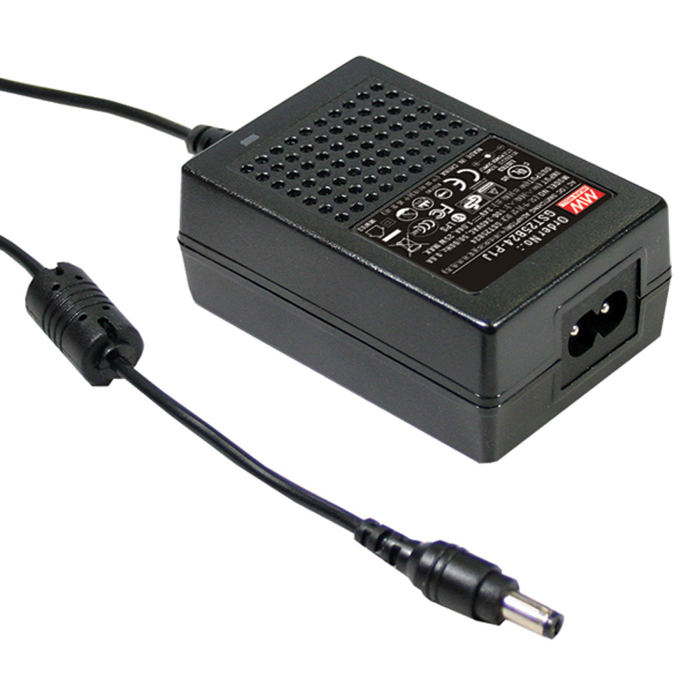 25 Watt 2-Wire AC-DC High Reliability Industrial Desktop Power Adapter 9 Volts 2550mA 2.1mm Plug Level VI
