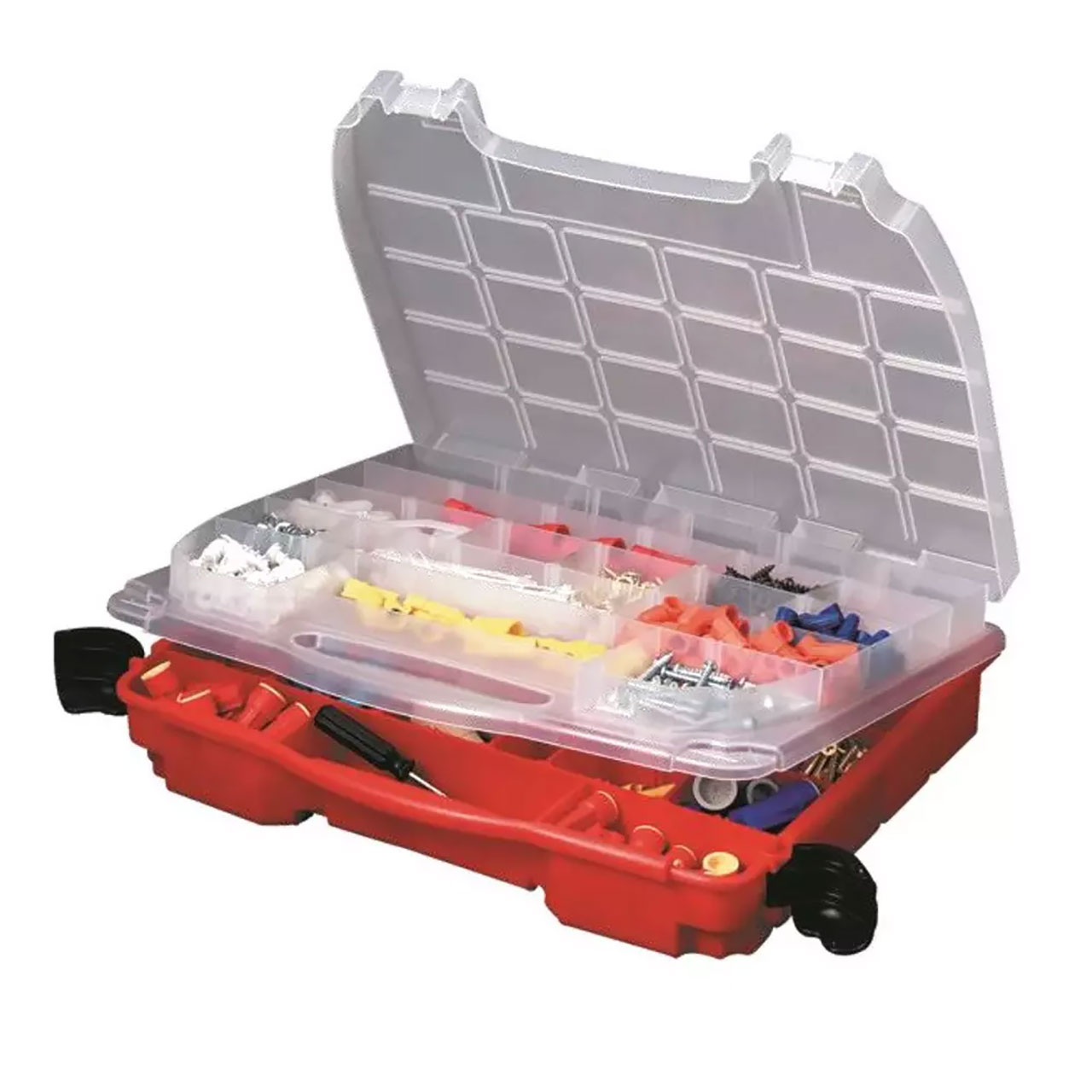 COMPONENT BOX,LOCKJAWS ORGANIZER,w/MOVEABLE DIVIDERS,RED