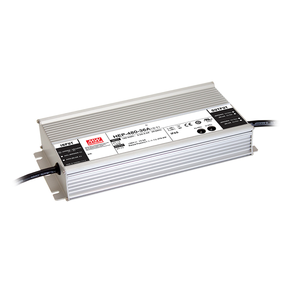 48VDC 10A 480W IP65 Enclosed Switching Power Supply - Outputs Adjustable by Internal Pot