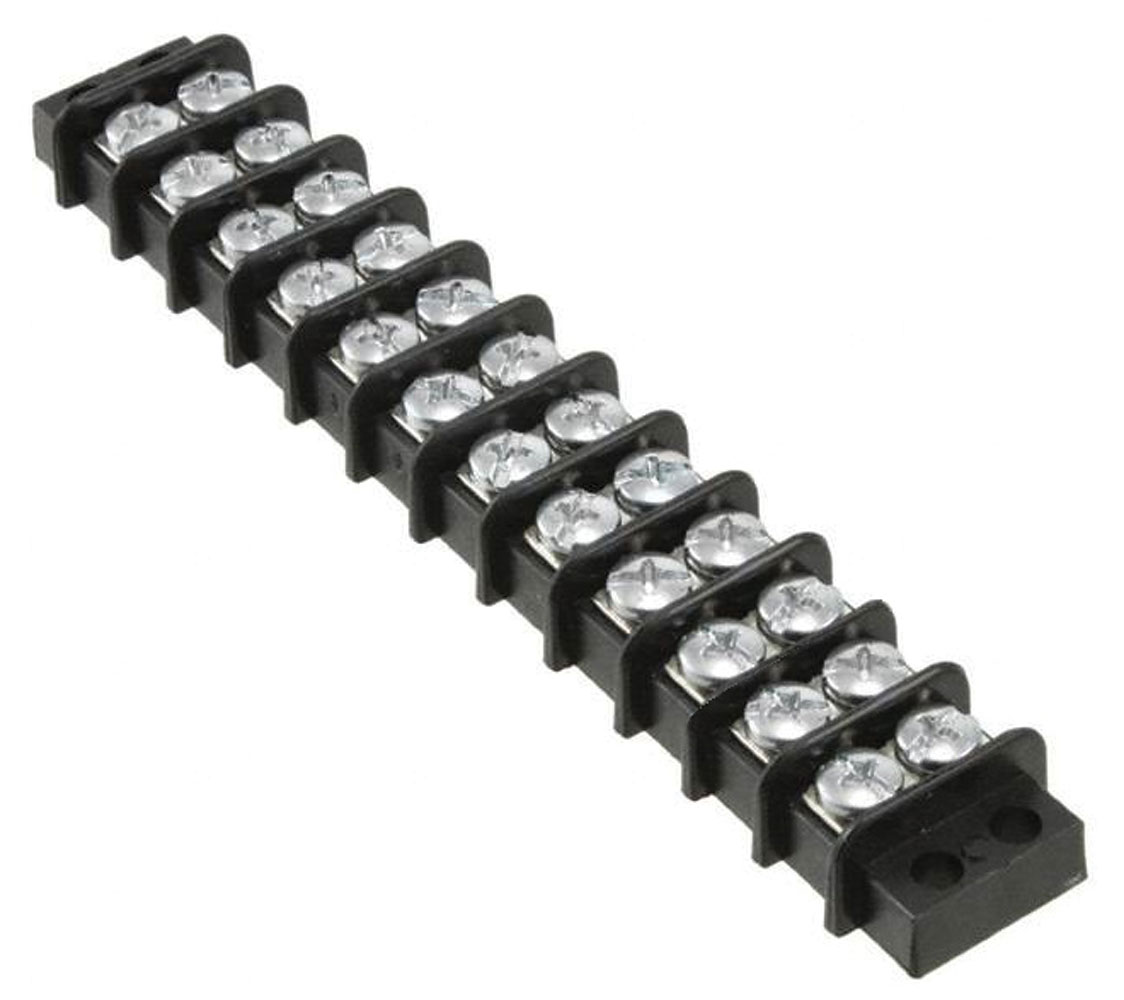 12-Position Double Row Barrier Strip Terminal Block 9.53mm Pitch