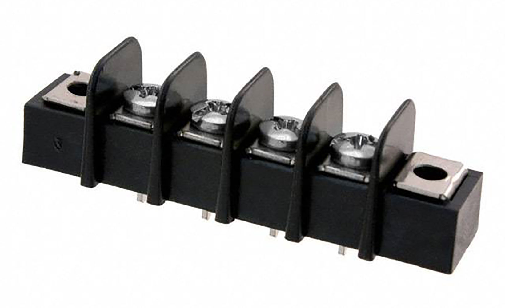 Barrier Terminal Block 4 Position PC Pin Bottom 9.53mm Pitch with Flange