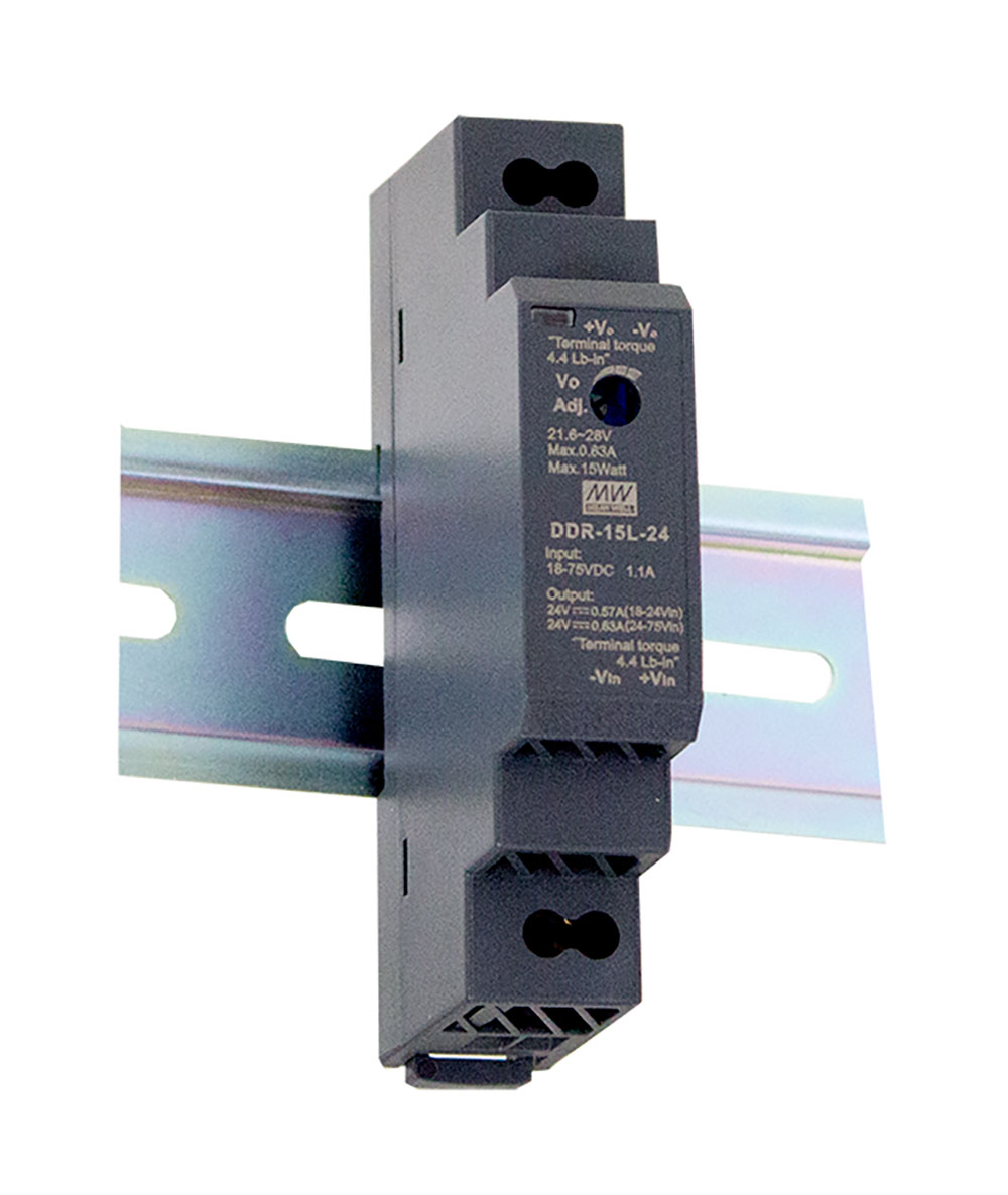 15W DIN Rail Type DC-DC Converter 18 to 75VDC Input 24V 630mA Output