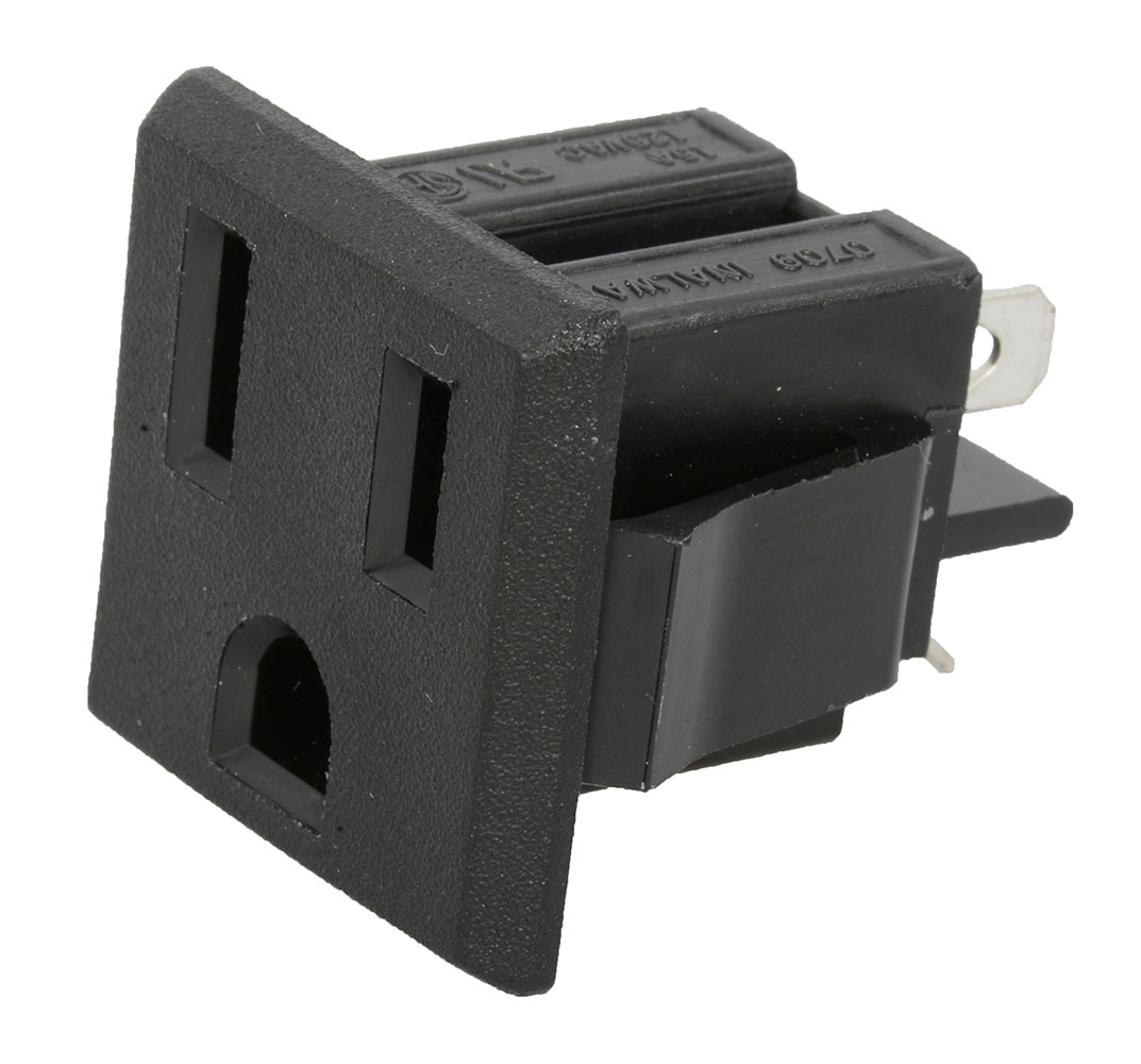 NEMA Receptacle Panel Mount 0.187" Pushons 125VAC 15A