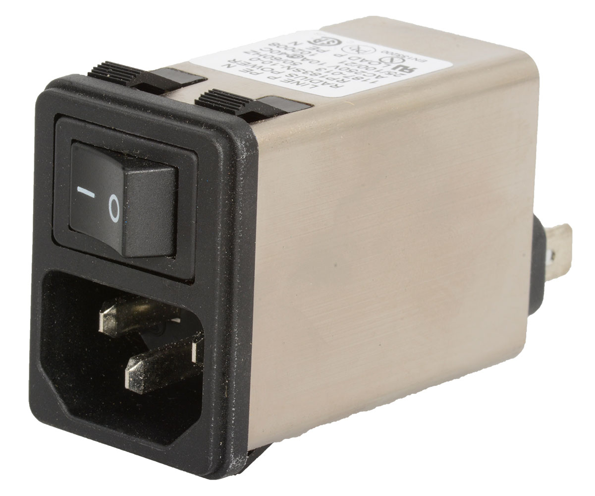 Male AC Power Inlet Receptacle with Switch Snap In