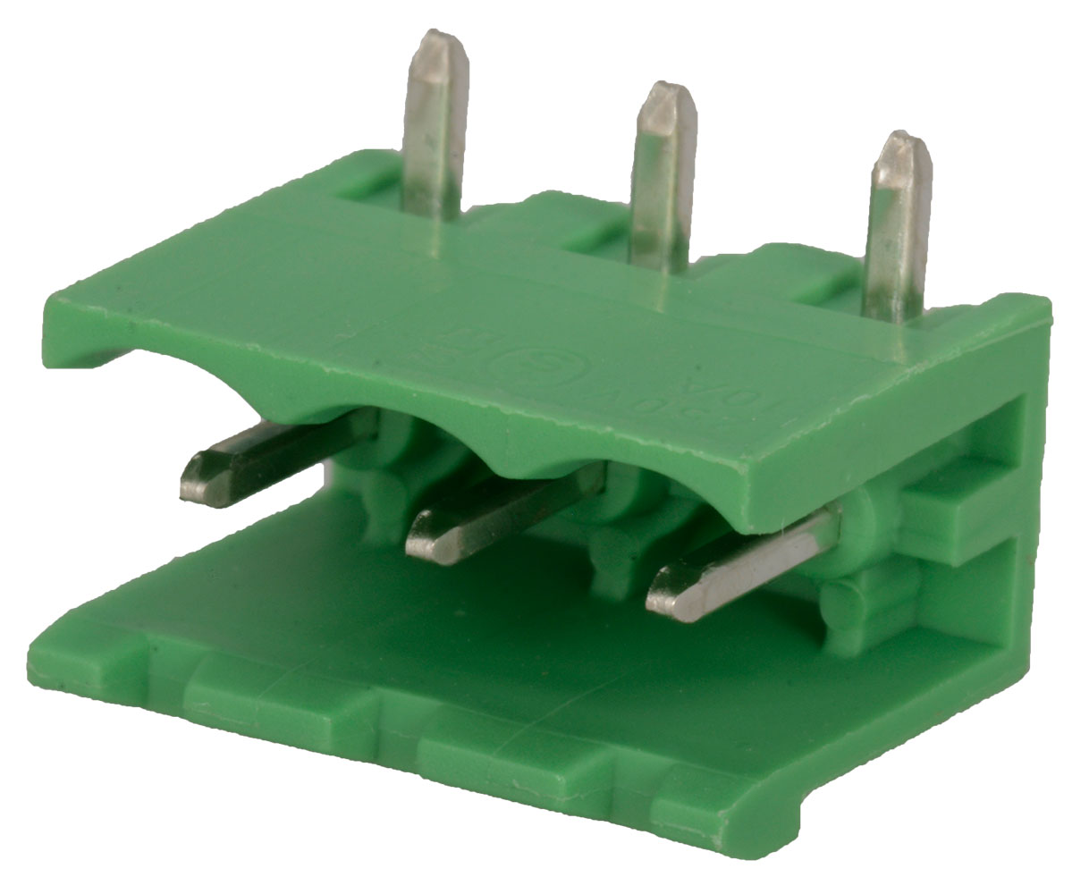 3 Position Terminal Block Header 2 Side Shrouded Right Angle 5.08mm Through Hole