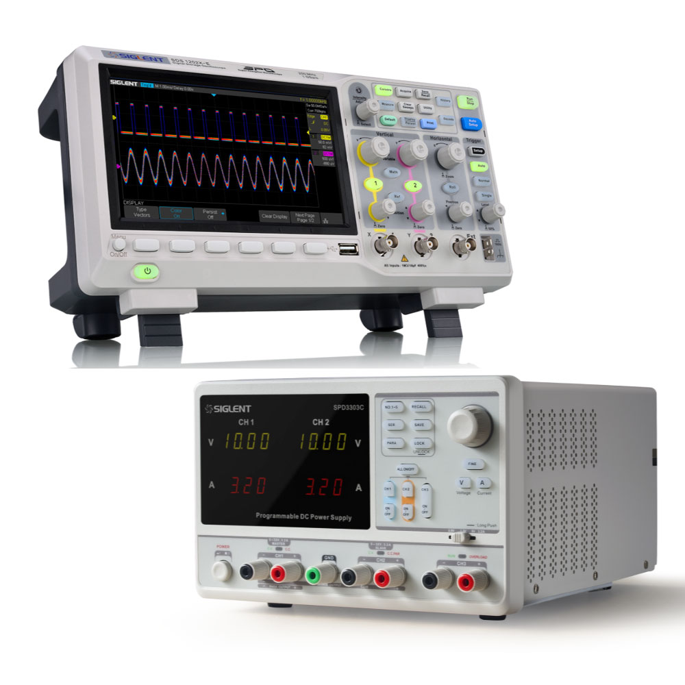 Siglent 200 MHz O-Scope and Adjustable Bench Power Supply Bundle