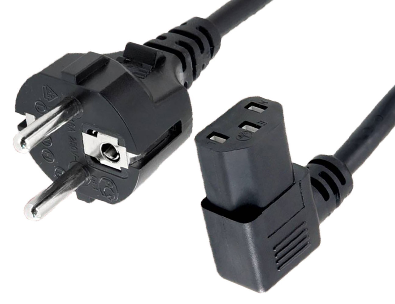 @POWER CORD,1.00mm2,H05,2.5M,BLK,ST EURO TO C13 R/A(100)
