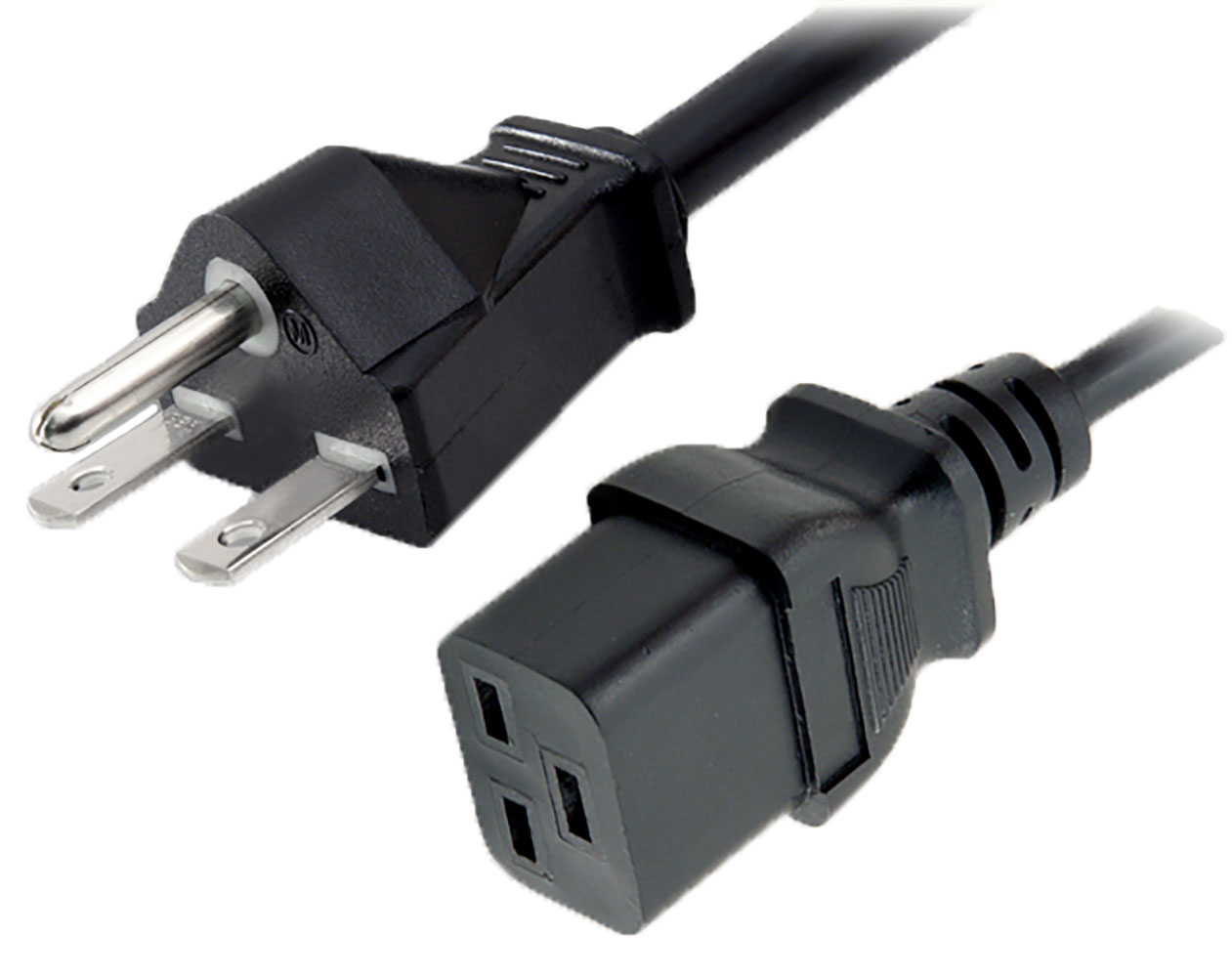 3-Conductor AC Power Cord 14 AWG NEMA 6-15P to IEC C19 SJTW Jacket 8.16 Feet Black