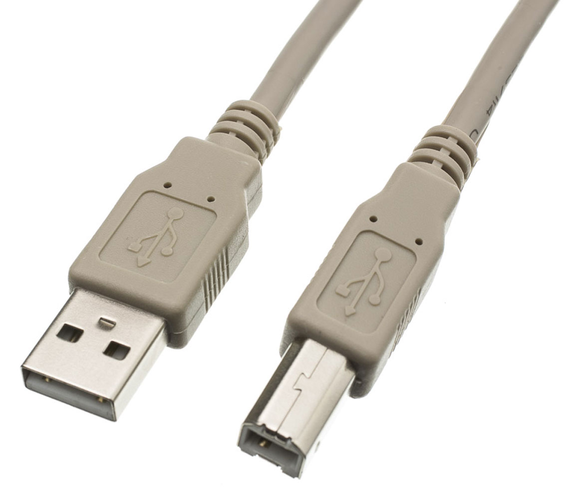 USB A Male To USB B Male 2.0 Cable Beige 3 Feet