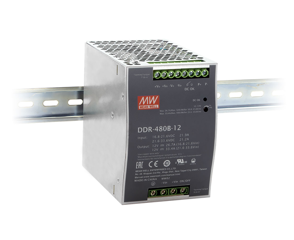 DC-DC Converter DIN-Rail Type 12V 33.4A 400W 16.8 to 33.6Vin